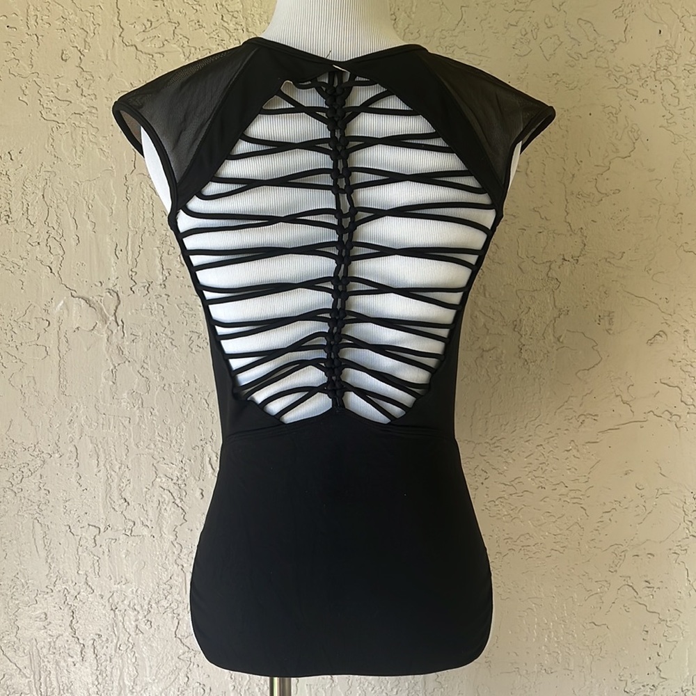 Rouleau Cage Back Cap Sleeve Leotard | Mirella